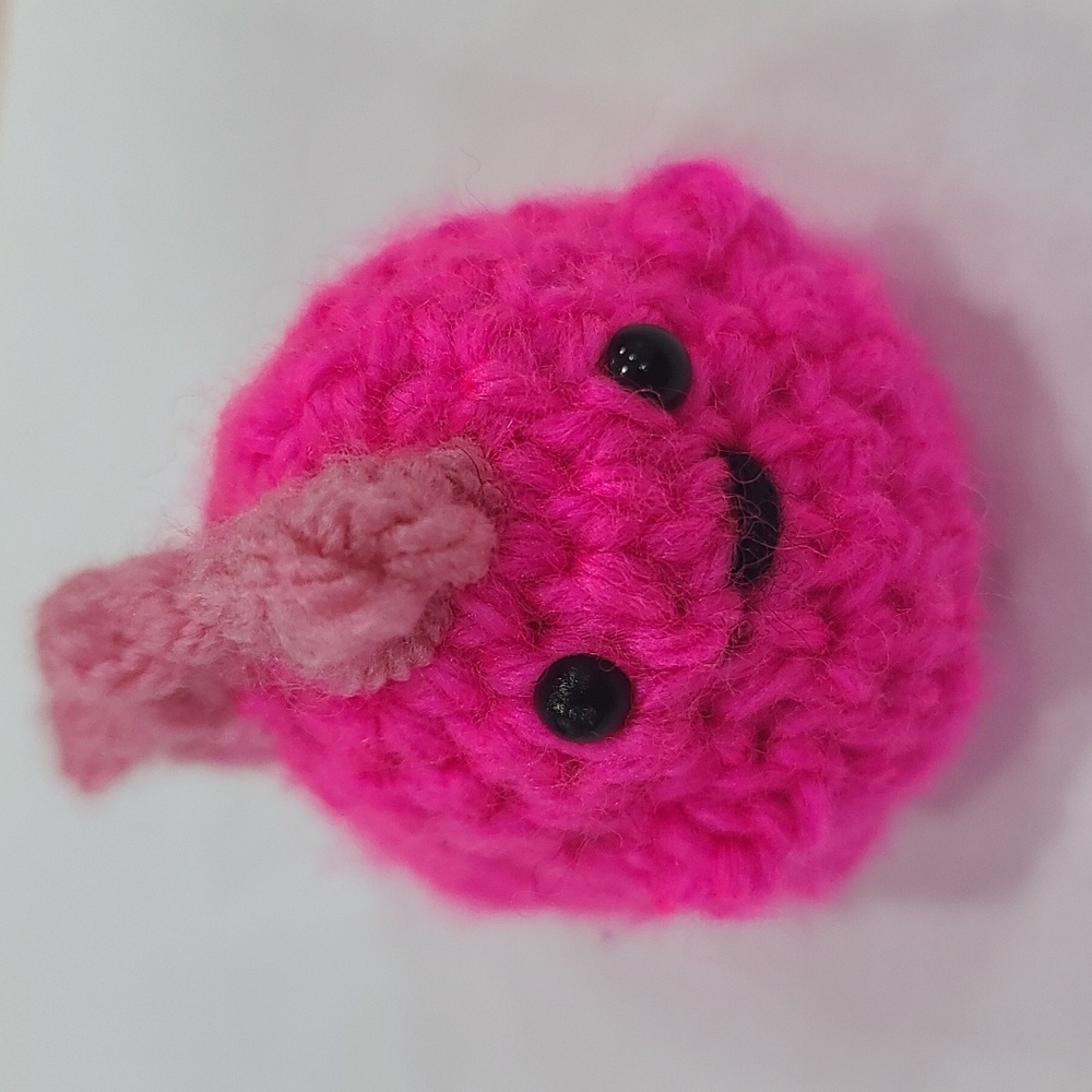 Homemade Hot Pink Crochet Mini Amigurumi Dinosaur